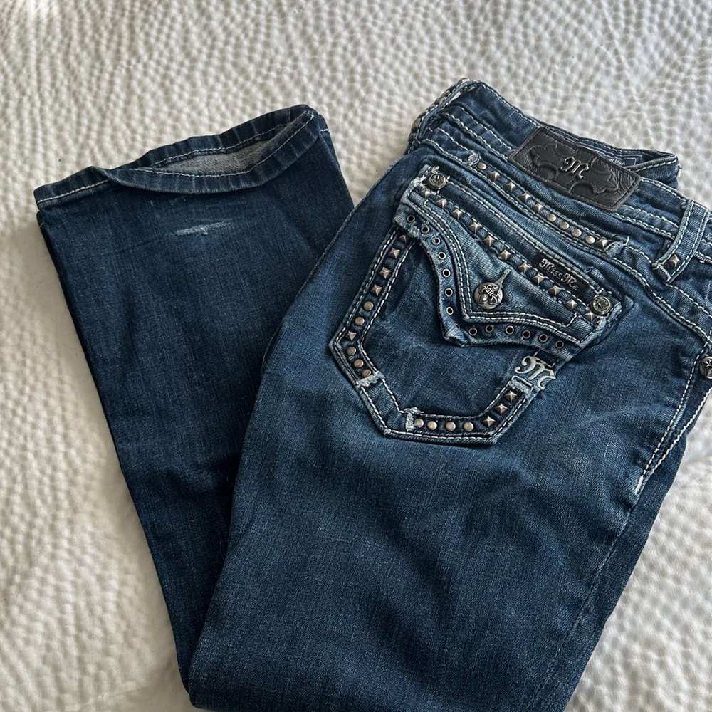 Miss Me Boot Women’s Blue Jeans with Embellished Pockets